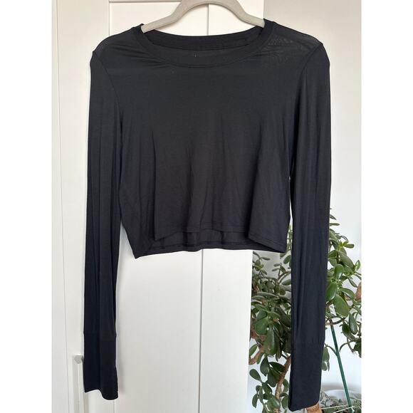 Offline by Aerie Cropped L/S Buttery Soft Top, Sz. Small, Excellent, Black - Picture 1 of 6